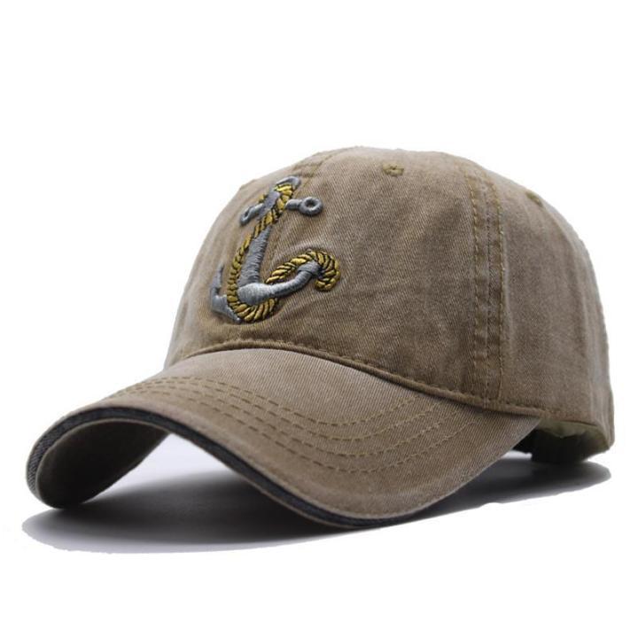 Gorra con bordado de ancla en la parte superior suave lavada 