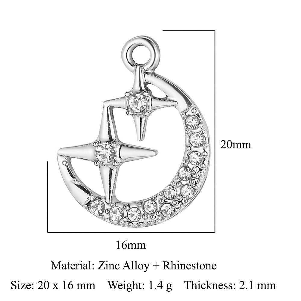 Paquete de 5 colgantes de aleación de zinc con forma de estrella, luna y sol 