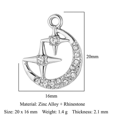 Paquete de 5 colgantes de aleación de zinc con forma de estrella, luna y sol 
