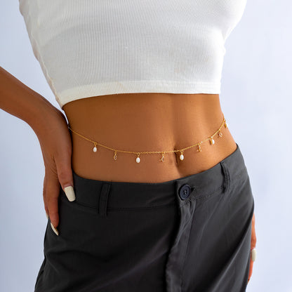 Sexy trouser chain imitation pearl waist chain