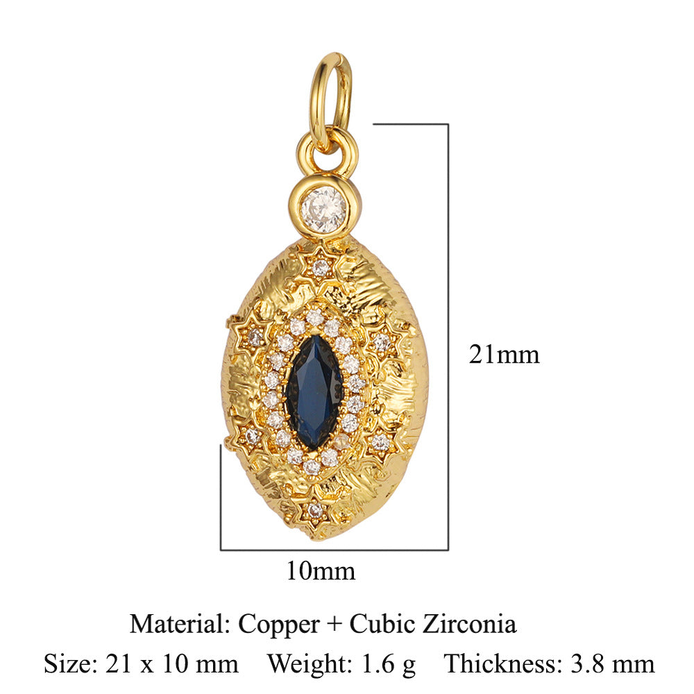 Colgante de cobre y circonita con forma de llave y corazón de melocotón 