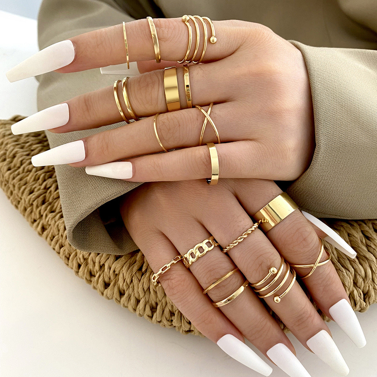 European Retro 16-Piece Joint Ring Set