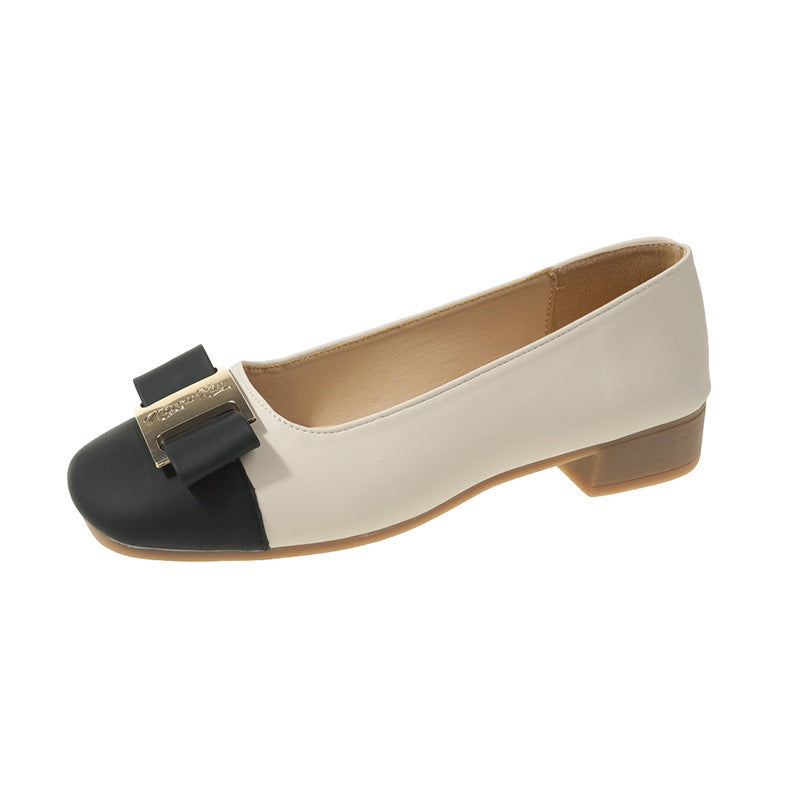 Color matching French medium heel high heels