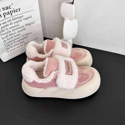 Zapatos de Algodón con Velcro de Terciopelo y Suela Gruesa 