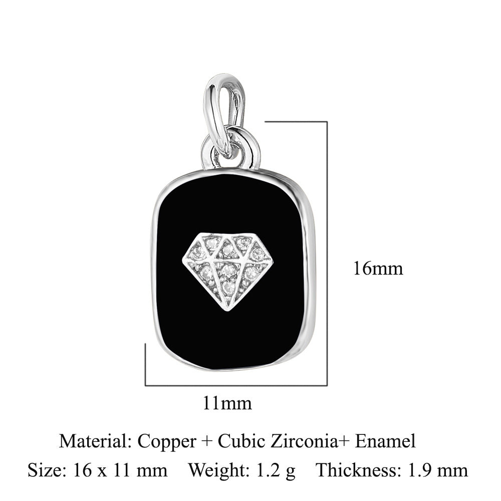 Oil drop diamond star tag copper zircon pendant