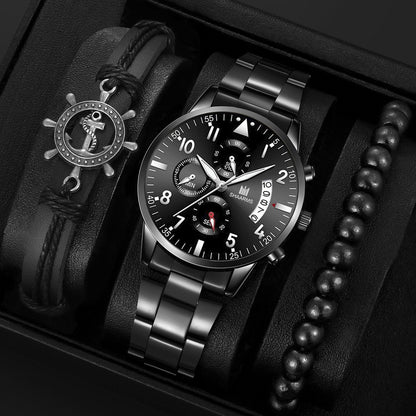 Business Calendar Steel Strap Watch Men's Quartz Watch