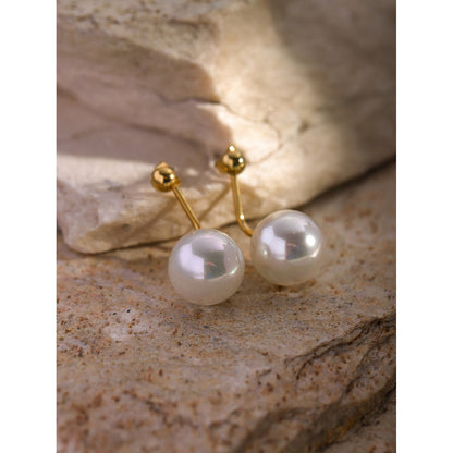 16k gold stainless steel pearl earrings