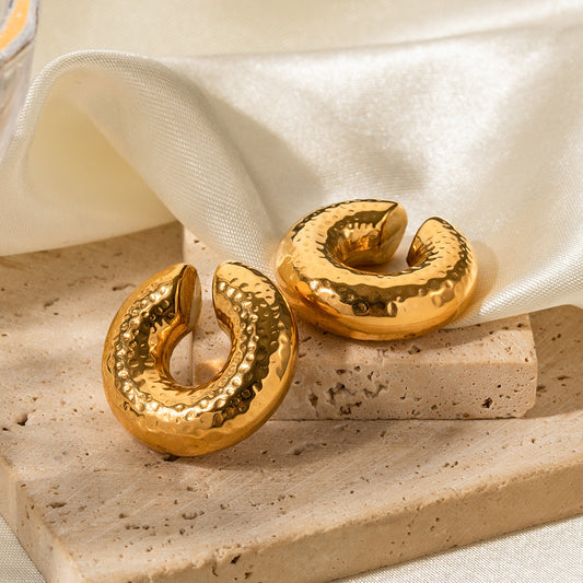 Rough Textured Cylindrical Hollow Hoop Ear Clip