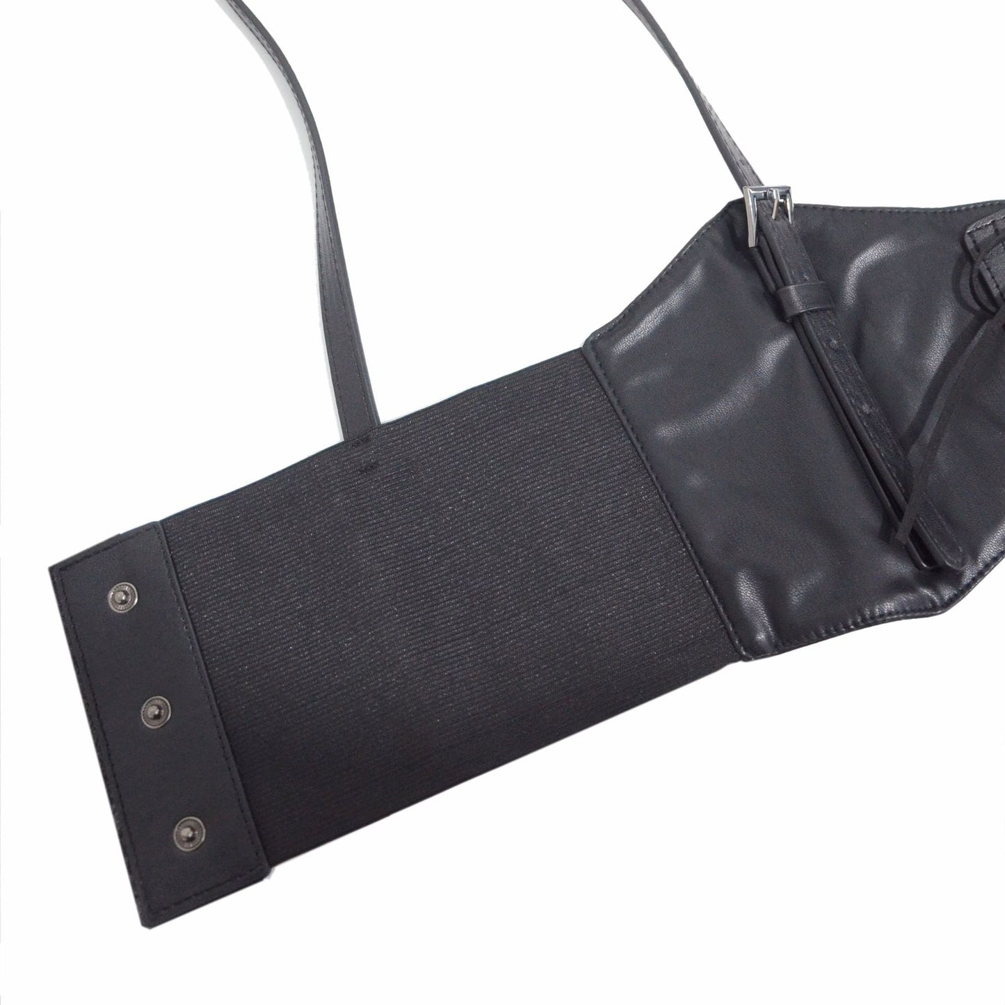 Faux leather strap waist slim fit