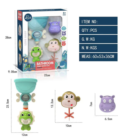 Baby Bath Toy Set Dinosaur Animal Shapes Spinning Wheel Children's Bath