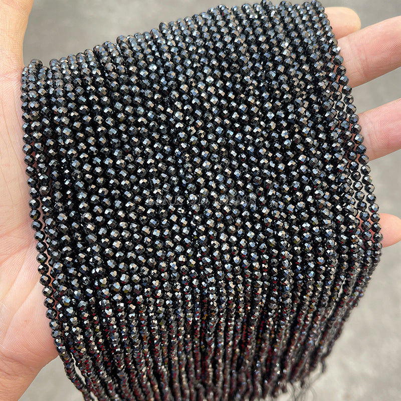 2-4Mm faceted black spinel loose beads faceted round beads