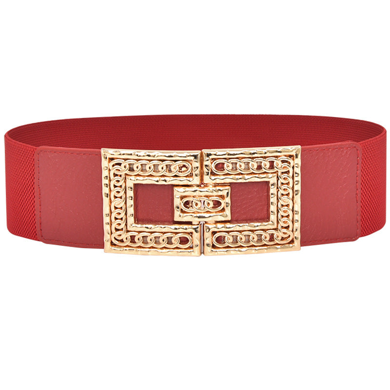 fashion Elastic elastic pair buckle wide belt
