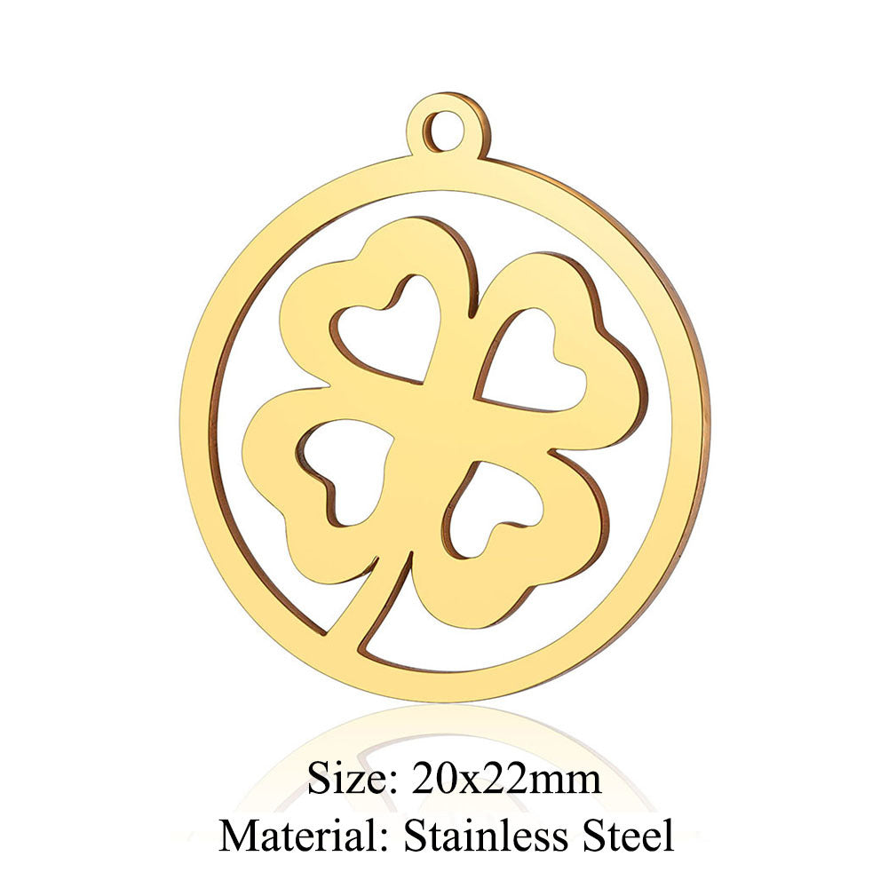 5 pcs/bag leaf flower titanium steel pendant four-leaf clover