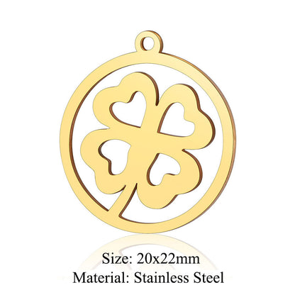 5 pcs/bag leaf flower titanium steel pendant four-leaf clover
