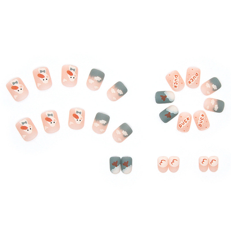 Pegatinas para uñas cortas y divertidas con diseño de pato, 24 unidades 