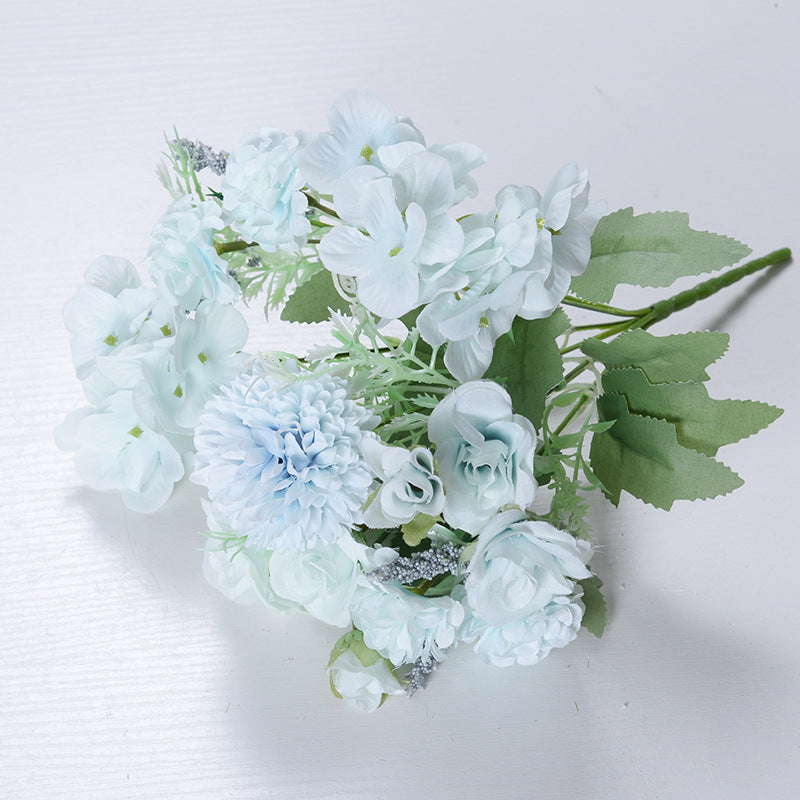 7 cachos de rosas adereços de flores artificiais buquê de crisântemo 