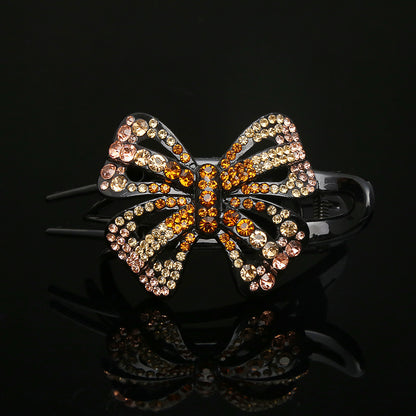 Bow three-tooth duck bill clip rhinestone grab clip