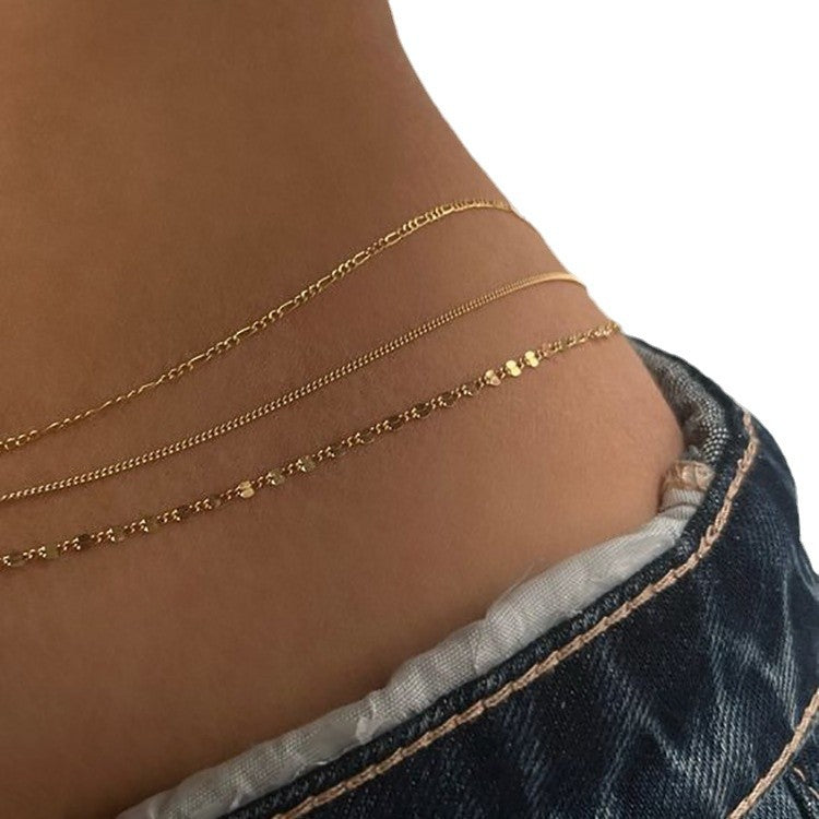 3Pcs Sequin Layered Waist Chain