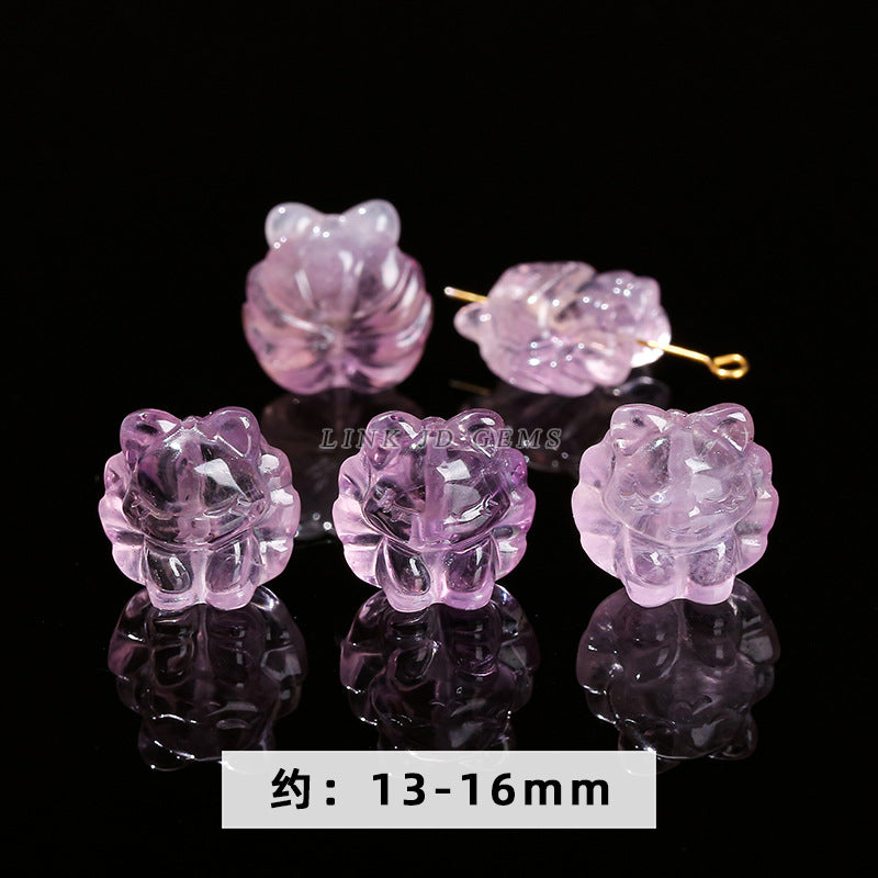 Amethyst engraving Pixiu nine-tailed fox single loose bead