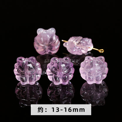 Amethyst engraving Pixiu nine-tailed fox single loose bead