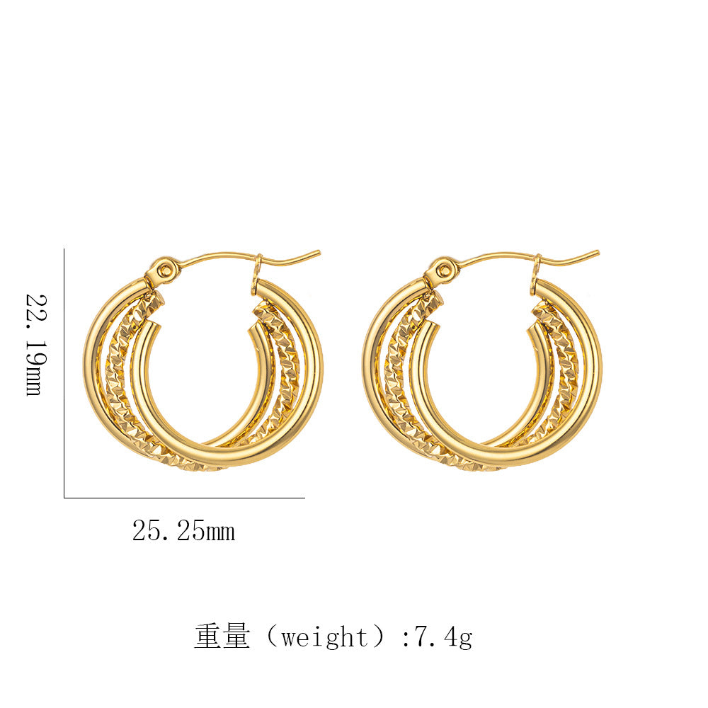 18K Gold Titanium Steel Twisted Spiral Earrings