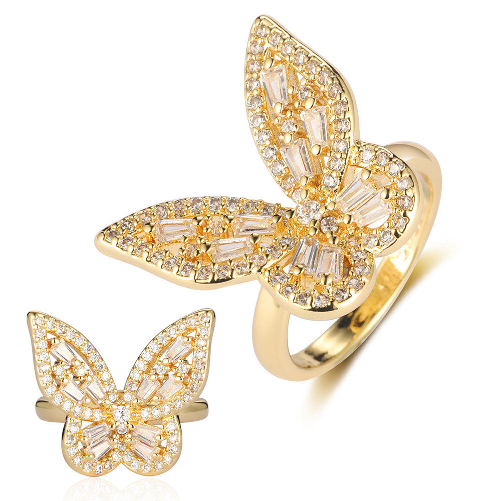 Butterfly Mermaid Tail Snake Copper Zircon Ring