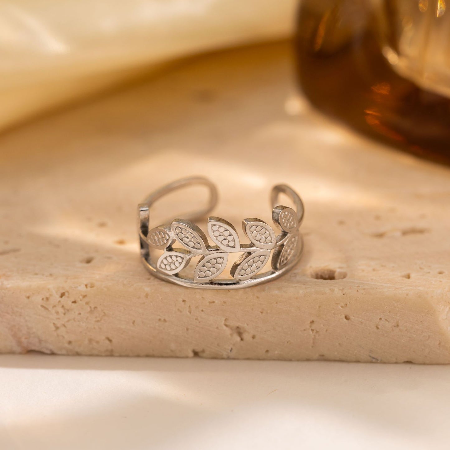 Titanium Steel Leaf Ring