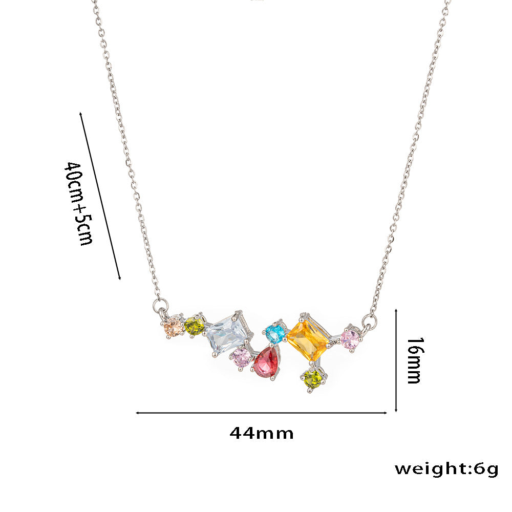 Colar de gota de zircão colorido doce, simples e chique 