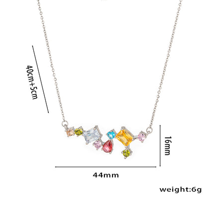 Colar de gota de zircão colorido doce, simples e chique 