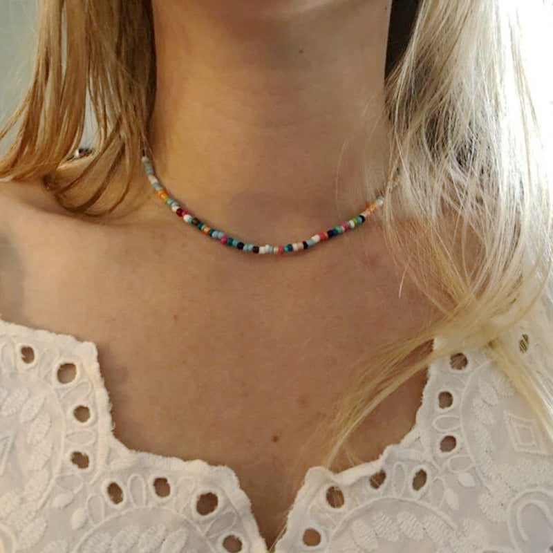 Bohemian Rice Bead Choker Necklace