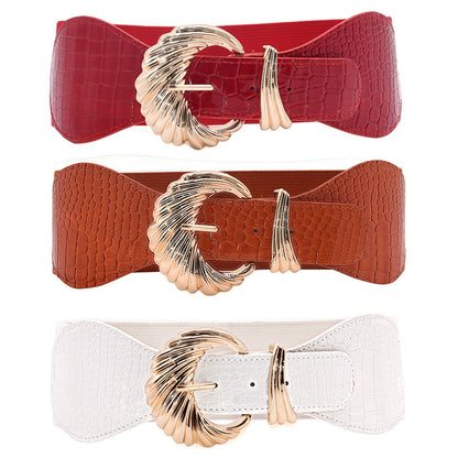 Elastic wide belt elastic pin buckle fashion