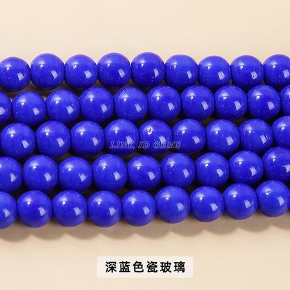 Color porcelain glass beads imitation jade round beads loose beads