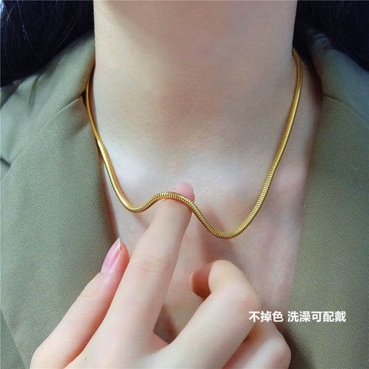 Minimalist Titanium Steel Snake-Bone Collar Necklace