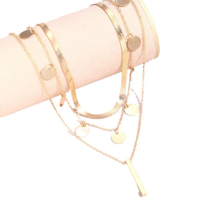 Small disc personality tassel long pendant necklace