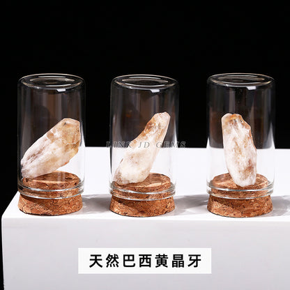 Botella de los deseos con muestra de mineral de roca de cristal 