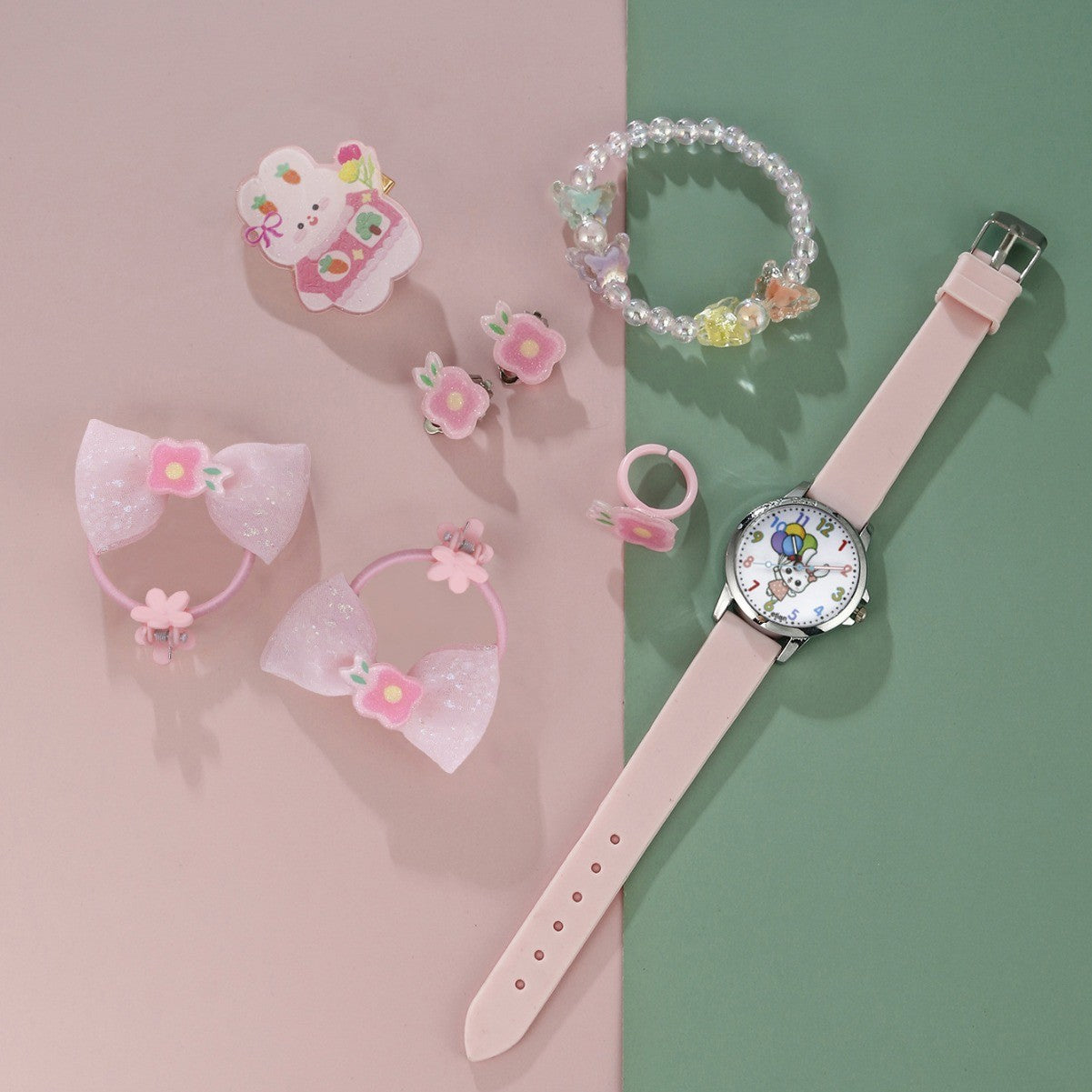 Children's Silicone Watch Hairpin Bracelet Set