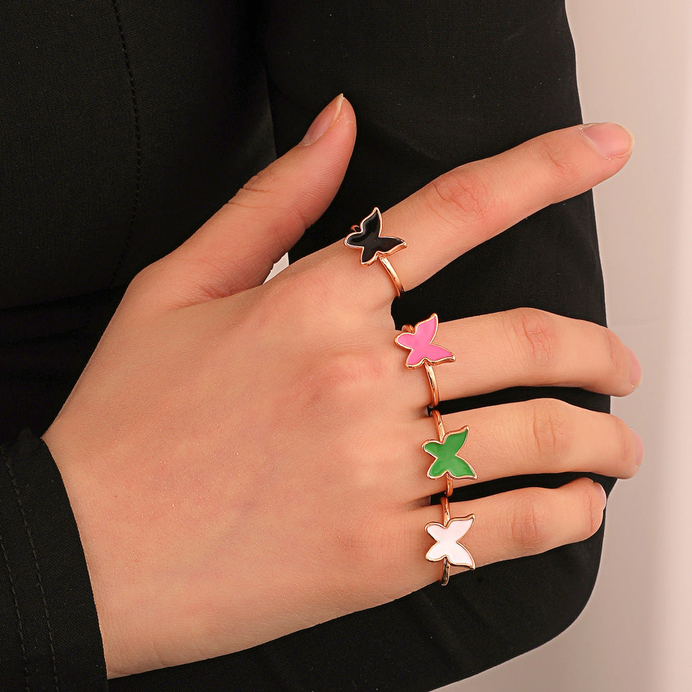Vintage drip butterfly ring