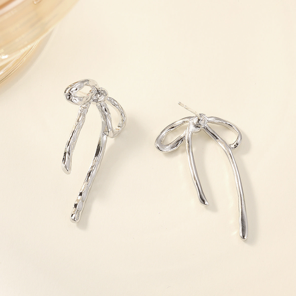 Irregular Metal Bow Stud Earrings