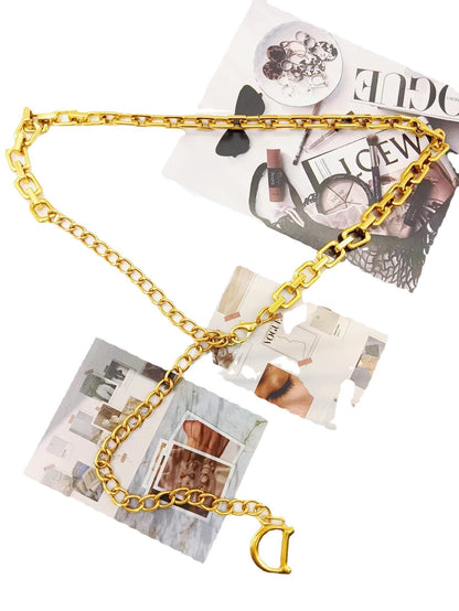 D letter metal chain belt