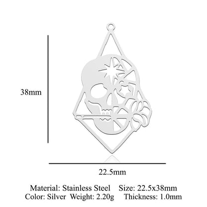 5 pcs/titanium steel magic witch broom necklace pendant