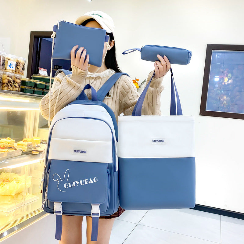 4-piece Korean style backpack for students