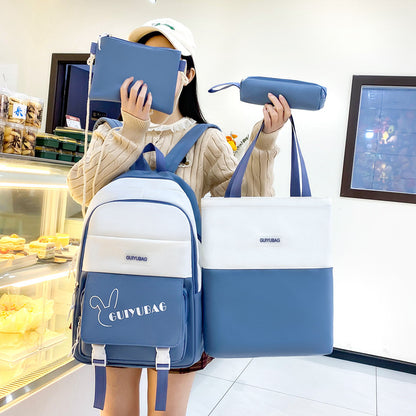 4-piece Korean style backpack for students