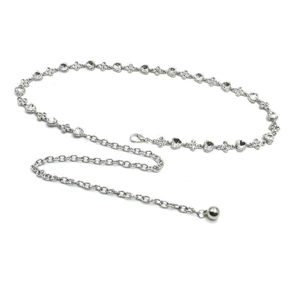 Silver Diamond Pearl Waist Chain