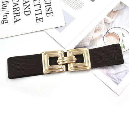 Geometric gold metal belt