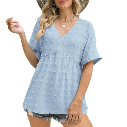 Shrinking mid-sleeved chiffon top