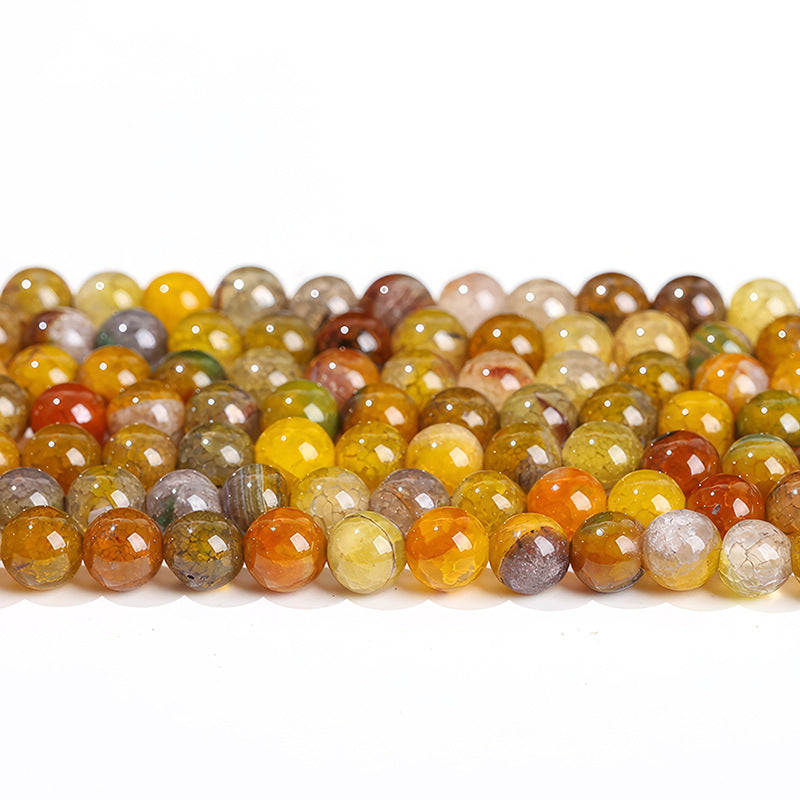 Brown dragon pattern agate loose beads