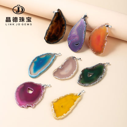 Colorful irregular agate sheet pendant