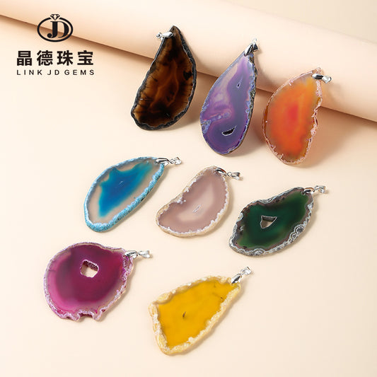 Colorful irregular agate sheet pendant