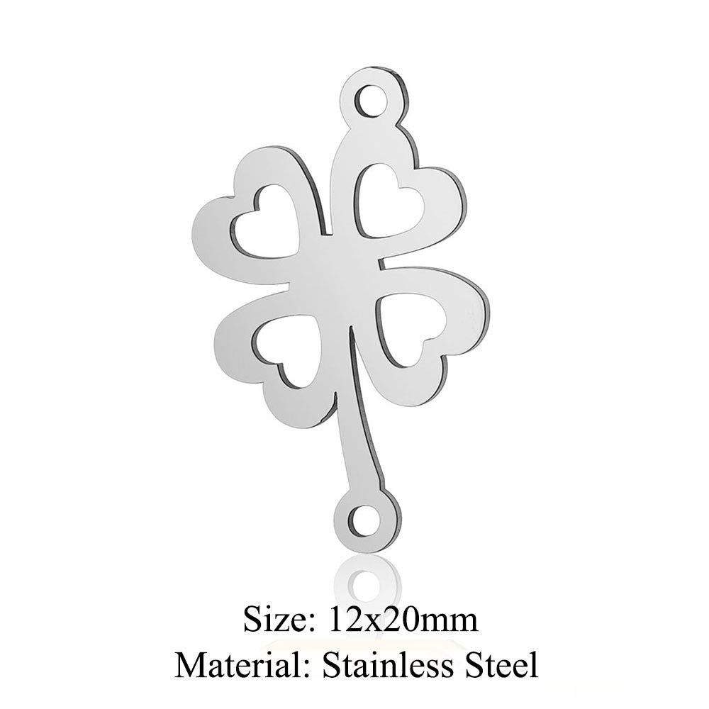 5 pcs/pack Four Leaf Clover Tree of Life Transfer Titanium Steel Pendant