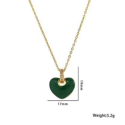 Vintage Red Enamel Heart Necklace, French Chic